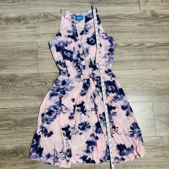 Simply Vera Vera Want Women Pink Flora Tie-Dye Halter Short Dress Size XS - Picture 9 of 11